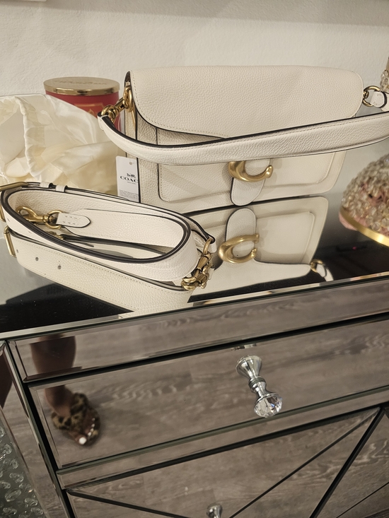 Coach Soft Pebble Leather Tabby Shoulder Bag in Chalk - Picture 5 of 9